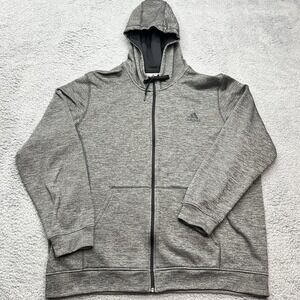 Adidas Track Jacket Mens 2XL Full Zip Hoodie Gray Climawarm Streetwear